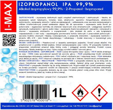 Заредете изображение във визуализатора на галерията – Isopropyl alcohol Isopropanol IPA I-MAX 99.9% 1L
