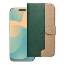Заредете изображение във визуализатора на галерията – Flip case for iPhone 17 Split Book green and gold
