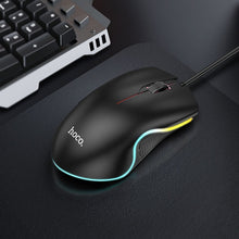 Заредете изображение във визуализатора на галерията – HOCO wire computer mouse USB A 1000 DPI with flashing GM19 black
