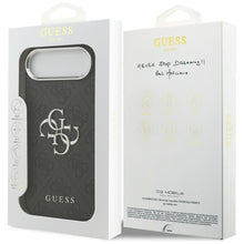 Заредете изображение във визуализатора на галерията – GUESS case for IPHONE 17 Air GUHCP17MP4G4SMCK (4G PU Leather Case with Big 4G and Classic Logo and Silver Metal Camera Frame) black
