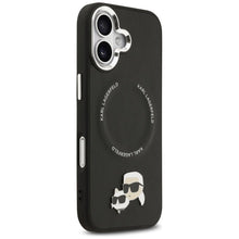 Заредете изображение във визуализатора на галерията – KARL LAGERFELD case for IPHONE 17 compatible with MagSafe KLHMP17SPSMLRKCK (PU K&amp;C Pins) black
