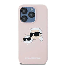 Заредете изображение във визуализатора на галерията – Karl Lagerfeld Silicone Karl&amp;Choupette MagSafe case for iPhone 15 Pro - pink
