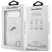 Заредете изображение във визуализатора на галерията – KARL LAGERFELD case for IPHONE 17 Air compatible with MagSafe KLHMP17MHMKBKCHOG (IML Glitter K&amp;C Heads Logo) gray
