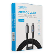 Cable with LED light indicator Type C to Type C VEGER PD 5A 240W CC2-ZSD 1,5 m black