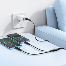Заредете изображение във визуализатора на галерията – Cable 2in1 USB C to USB C+C Hoco 1 m X123 black
