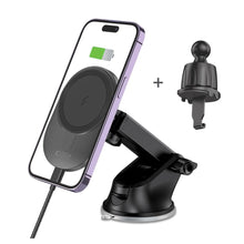 Заредете изображение във визуализатора на галерията – Tech-Protect MM15W-V1 car phone holder with MagSafe 15W inductive charger for cockpit / air vent - black
