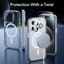 Заредете изображение във визуализатора на галерията – ESR Classic Pro Set Halolock MagSafe case + glass for display and camera for iPhone 15 Pro Max - transparent
