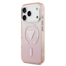 Заредете изображение във визуализатора на галерията – GUESS case for IPHONE 17 Pro compatible with MagSafe GUHMP17LHGTMLCGP (IML Gradient W/ Triangle Logo) pink

