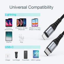 Заредете изображение във визуализатора на галерията – Choetech IP0041 USB-C / Lightning MFi 480Mb/s 3A 2 m cable - black
