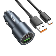 Заредете изображение във визуализатора на галерията – HOCO car charger USB A + Type C + cable USB A to Type C PD QC3.0 48W Z60 black
