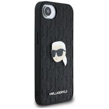 Заредете изображение във визуализатора на галерията – KARL LAGERFELD case for IPHONE 16e (SE 4 2025) KLHCPSE4PGKLKIPK (PU Monogram K. Head Pin) black
