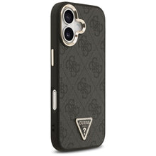 Заредете изображение във визуализатора на галерията – GUESS case for IPHONE 17 compatible with MagSafe GUHMP17SP4GTDGMK (4G PU W/ Triangle Logo) gold black

