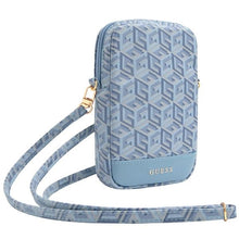 Заредете изображение във визуализатора на галерията – Guess Zip GCube Bottom Stripe phone bag - blue

