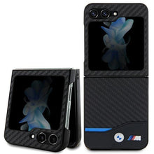 Заредете изображение във визуализатора на галерията – BMW Leather Carbon case for Samsung Galaxy Z Flip 5 - black
