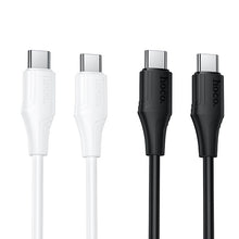 Заредете изображение във визуализатора на галерията – Silicone Cable USB C to USB C Hoco 3A 60W 1 m X124 white
