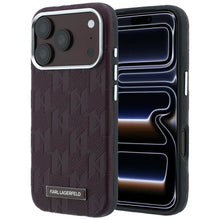 Заредете изображение във визуализатора на галерията – KARL LAGERFELD case for IPHONE 18 Pro/17 Pro compatible with MagSafe (Mono Resin Logo) burgundy
