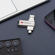 Заредете изображение във визуализатора на галерията – FORCELL F-DATA pendrive Metal Duo 128GB USB3.2 Gen 1 (USB A / Type C) silver
