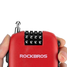 Заредете изображение във визуализатора на галерията – Rockbros 32420981001 bicycle lock with retractable cable - red
