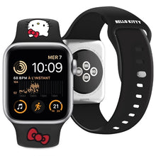 Заредете изображение във визуализатора на галерията – Hello Kitty Silicone Kitty Head Strap for Apple Watch 42/44/45/49mm - Black
