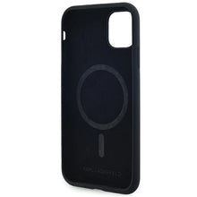 Заредете изображение във визуализатора на галерията – Karl Lagerfeld Silicone Karl&amp;Choupette MagSafe case for iPhone 11 / Xr - black

