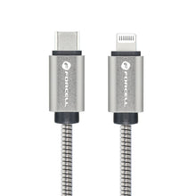 Заредете изображение във визуализатора на галерията – FORCELL F-ENERGY Metal C238 cable Type C to Lightning PD 3A 27W 2 m silver
