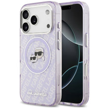 Заредете изображение във визуализатора на галерията – KARL LAGERFELD case for IPHONE 17 Pro Max compatible with MagSafe KLHMP17XHMKBKCHOU (IML Glitter K&amp;C Heads Logo) purple
