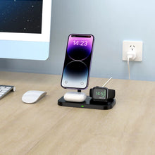 Заредете изображение във визуализатора на галерията – Tech-Protect QI15W-A22 inductive MagSafe charger with 3in1 MagSafe stand for smartphone / Apple Watch / AirPods - black
