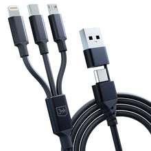 Заредете изображение във визуализатора на галерията – 3mk Hyper Cable 3in1 USB-A - USB-C / USB-C - micro USB - Lightning 1.5m - black
