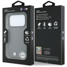 Заредете изображение във визуализатора на галерията – BMW case for IPHONE 18 Pro Max/17 Pro Max compatible with MagSafe (Carbon Metal Logo) grey 
