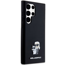 Заредете изображение във визуализатора на галерията – Original Pouch KARL LAGERFELD  hardcase Silicone Karl&amp;Choupette Metal Pin KLHCS24LSMHKCNPK for Samsung Galaxy S24 Ultra black
