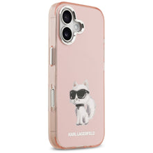 Заредете изображение във визуализатора на галерията – KARL LAGERFELD case for IPHONE 17 compatible with MagSafe KLHMP17SHMCHAQOP (IML Aquarelle Choupette &amp; Logo) pink
