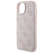 Заредете изображение във визуализатора на галерията – Guess 4G Metal Logo case set for iPhone 15 + 5000mAh MagSafe power bank - pink
