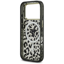 Заредете изображение във визуализатора на галерията – GUESS case for IPHONE 17 Pro compatible with MagSafe GUHMP17LHLEGTGLK (PC TPU W/ Leopard Glitter) black
