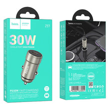 Заредете изображение във визуализатора на галерията – HOCO car charger Type C PD QC 30W Z57 metal gray
