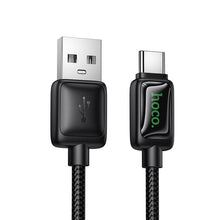 Заредете изображение във визуализатора на галерията – Cable with LCD USB A to USB C Hoco 3A 1,2 m U146 black

