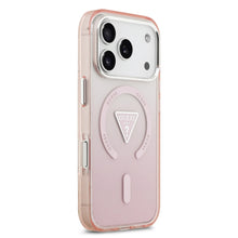 Заредете изображение във визуализатора на галерията – GUESS case for IPHONE 17 Pro compatible with MagSafe GUHMP17LHGTMLCGP (IML Gradient W/ Triangle Logo) pink
