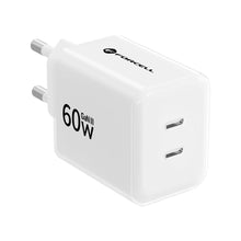 Заредете изображение във визуализатора на галерията – Phone charger Forcell F-Energy GaN III Crystal Color 2x USB C AVS SSFC3.0 60W + silicone cable USB C to USB C VT-60 white
