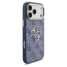Заредете изображение във визуализатора на галерията – GUESS case for IPHONE 17 Pro Max GUHCP17X4GMGCBL (PU W/ Big 4G Classic Logo) gold blue
