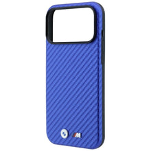 Заредете изображение във визуализатора на галерията – BMW case for IPHONE 18 Pro Max/17 Pro Max compatible with MagSafe (Carbon Metal Logo) blue 

