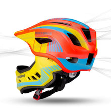 Заредете изображение във визуализатора на галерията – Children's bicycle helmet with detachable visor Rockbros TT-32SOYB-M size M - yellow-orange
