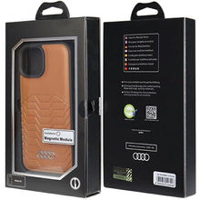 Заредете изображение във визуализатора на галерията – Audi Synthetic Leather case with MagSafe for iPhone 15 / 14 / 13 - brown
