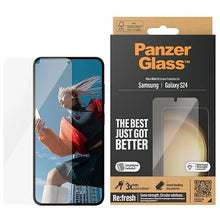 Заредете изображение във визуализатора на галерията – PanzerGlass Ultra-Wide Fit tempered glass with applicator for Samsung Galaxy S24
