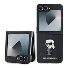 Заредете изображение във визуализатора на галерията – KARL LAGERFELD case for SAMSUNG Z Flip 6 KLHCZF6SAPKINPK (HC Saffiano Monogram Ikonik Pin) black
