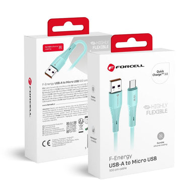 FORCELL F-ENERGY C341 cable USB A to Micro USB QC3.0 2,4A 18W Silicone 1 m blue