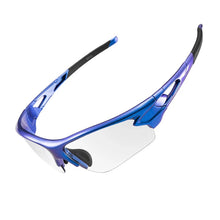 Заредете изображение във визуализатора на галерията – Rockbros 10069 photochromic UV400 cycling glasses - blue
