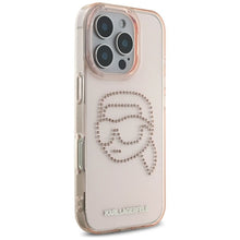 Заредете изображение във визуализатора на галерията – KARL LAGERFELD case for IPHONE 16 Pro Max KLHCP16XHKHDCELP (IML Rhinestones S K Head) pink
