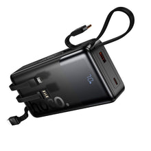 Заредете изображение във визуализатора на галерията – Powerbank 20000 mAh QC PD 2A 22,5W with built-in cables USB A + USB C + Lightning + Micro USB Hoco J156A black
