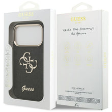 Заредете изображение във визуализатора на галерията – GUESS case for IPHONE 17 Pro GUHCP17LHG4SGCK (Fixed Glitter Big 4G Metal Frame) black
