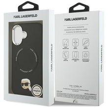 Заредете изображение във визуализатора на галерията – KARL LAGERFELD case for IPHONE 17 compatible with MagSafe KLHMP17SPSMLRKLK (PU Karl Pin) black
