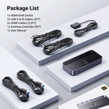 Заредете изображение във визуализатора на галерията – Ugreen CM664 HDMI switch 2in1 KVM switch - black

